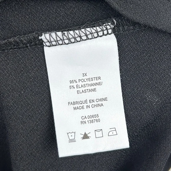 Addition Elle Black V-Neck Draped Short Sleeve Top - Picture 4 of 5